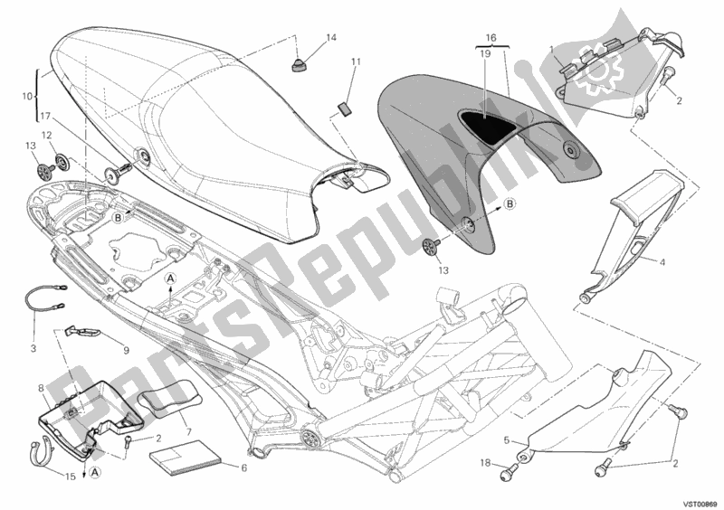 Toutes les pièces pour le Siège du Ducati Monster 1100 S ABS 2010